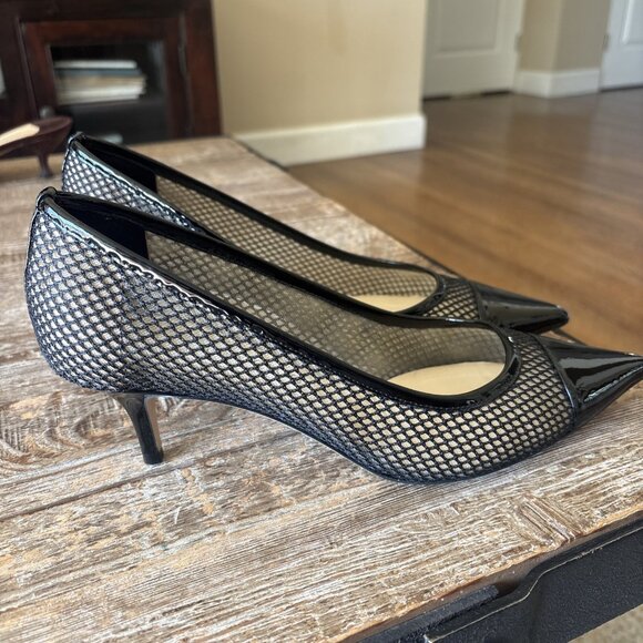 Jimmy Choo Amika Black Patent Chic Mesh Pointed Pump - Picture 6 of 6